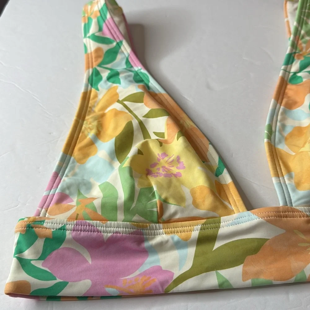 Billabong Sweet Aloha Remi Plunge Floral Bikini Swim Top Large - Picture 6 of 12